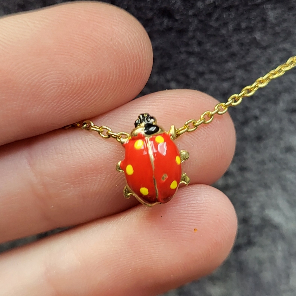 Mini Lady Bug Pendant Necklace